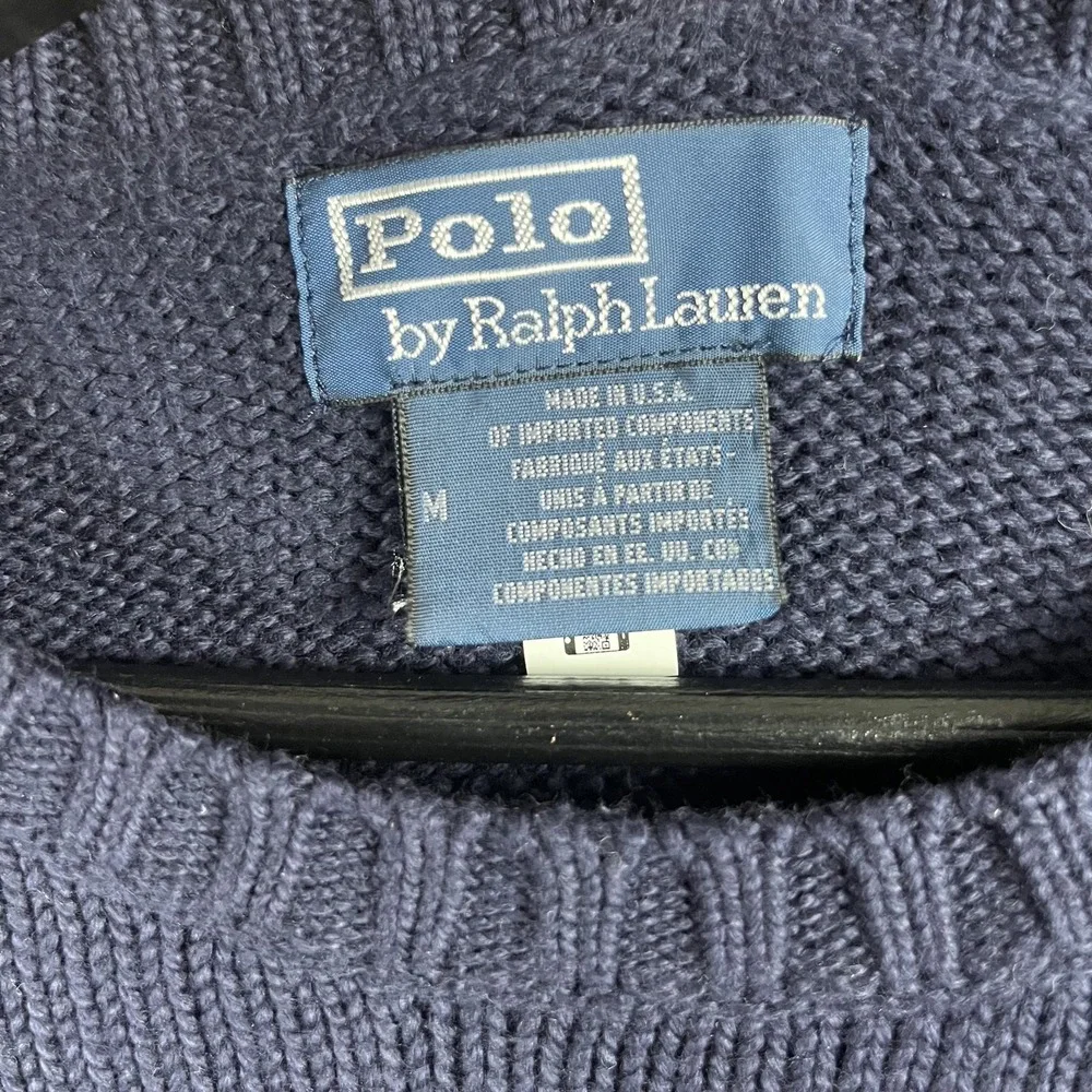 Polo Ralph Lauren Men's Navy USA Flag Knit Sweater Medium
